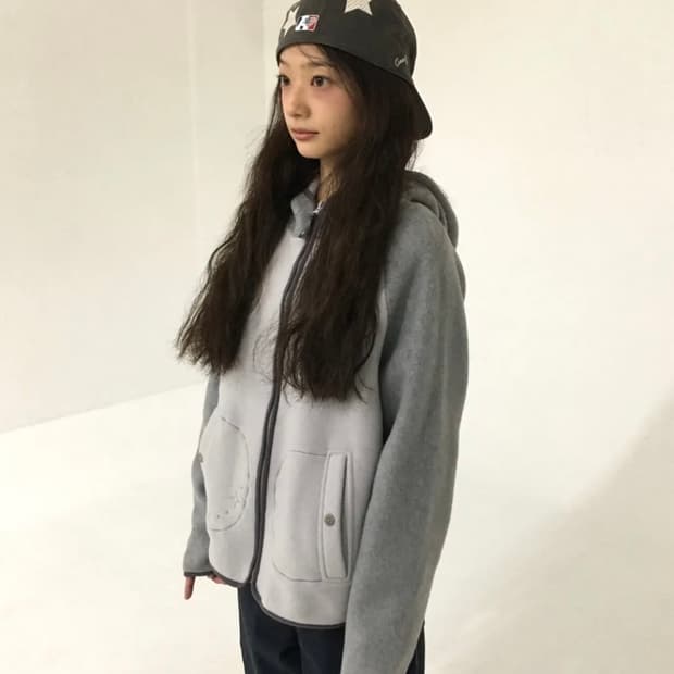 Aeae STELLA FLEECE ZIP UP HOODIE [GREY]