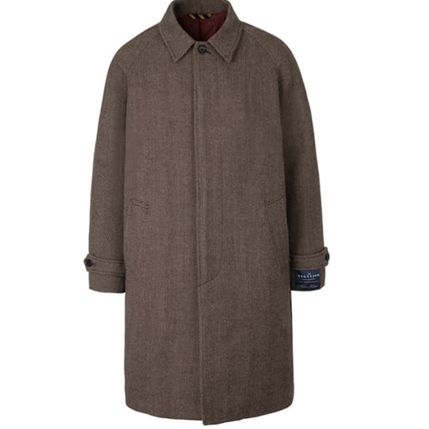 브룩스브라더스 헤링본 발마칸 코트 M