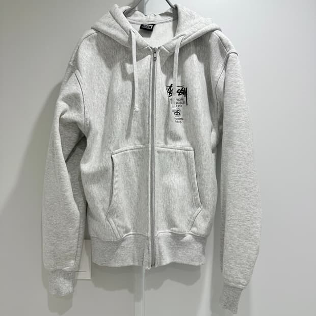 스투시 월드투어 후드집업 애쉬헤더 s