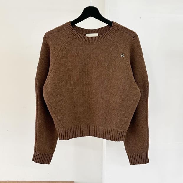 렉토 브라운 금장 메리노울 니트 