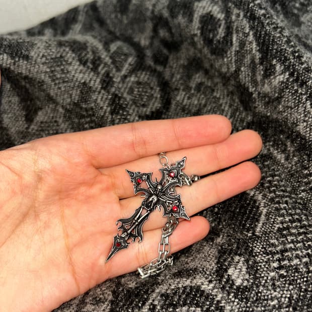 스컬 락시크 십자가 목걸이