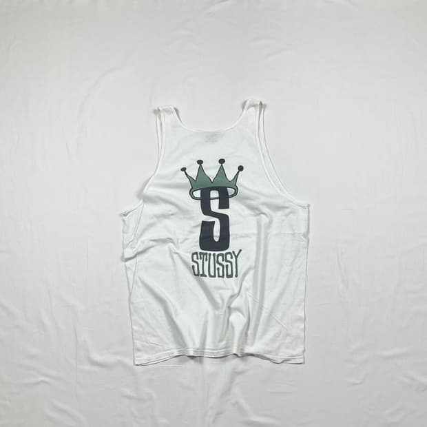 90’s 스투시 stussy 크라운 s 로고 탱크탑 나시티 look