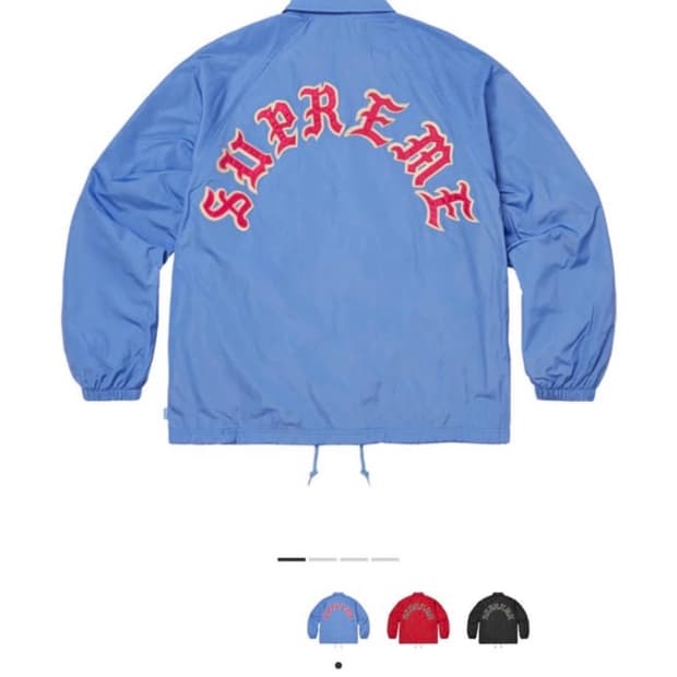 슈프림 올드 잉글리시 아크 코치 자켓 라이트 블루 25FW S