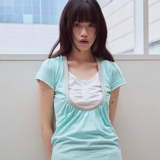 오피쉬 셔링 유넥 반팔티 민트