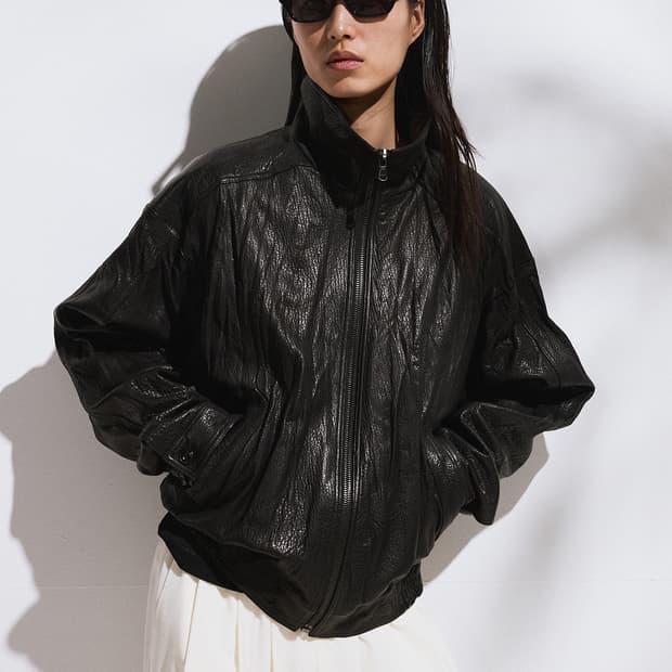 렉토 RECTO 하이넥 크링클 레더 점퍼 블랙