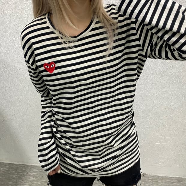꼼데가르송 레드와펜 블랙 단가라 롱슬리브 XL