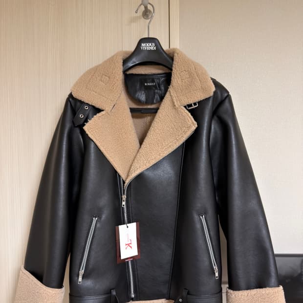 콜릿 MEN 오버핏 무스탕 플리스 자켓 Black Beige