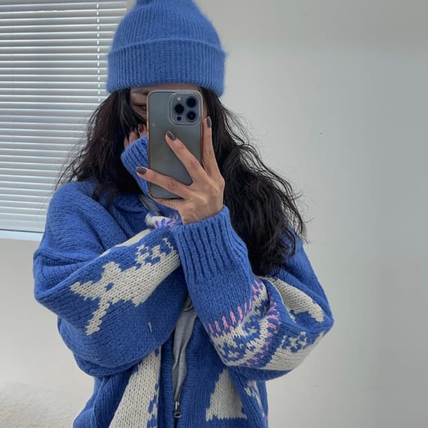 (새상품)메이메이 래빗 지퍼 니트 가디건