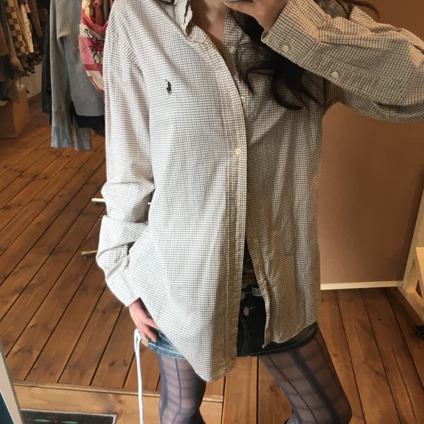 폴로 베이지 체크 셔츠