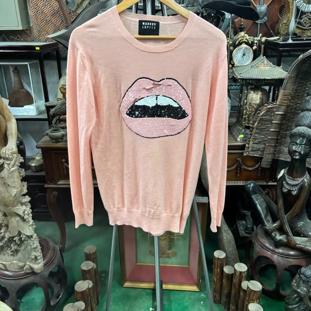 마커스 루퍼 메리노 울 100% 시퀸 립 니트 스웨터