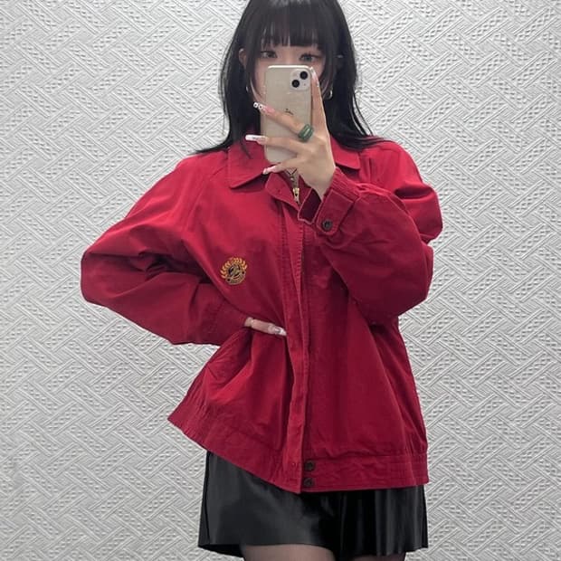 버버리 레트로 빈티지 월계수 자수패치 블루종 자켓 S C11131