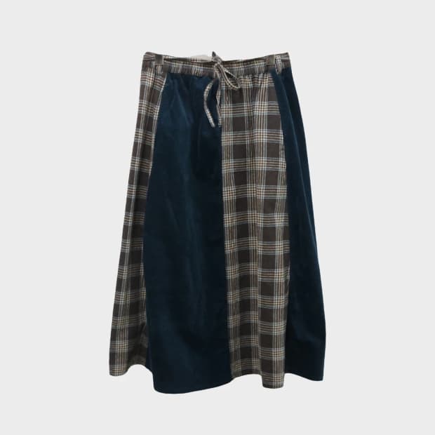 NORTHERN TRUCK 체크 골덴 롱 밴딩 스커트 63658