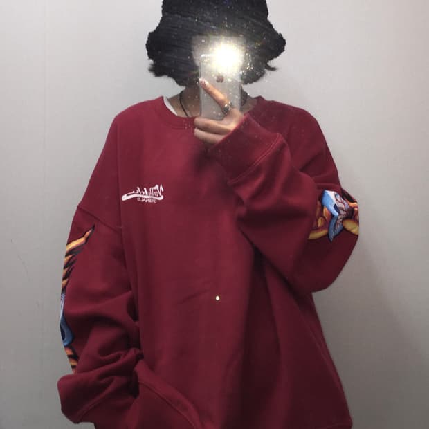 빅 사이즈 본더치 암 로고 맨투맨