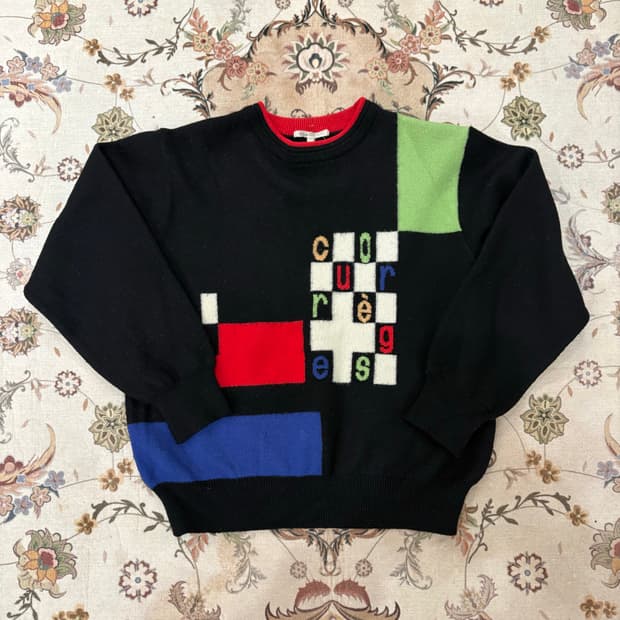 올드 꾸레쥬 멀티컬러 로고 니트