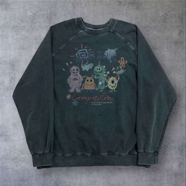 꼼파뇨 스튜디오 빅로고 피그먼트 차콜 맨투맨