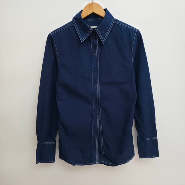 [36] 메종키츠네 스티치 네이비 셔츠