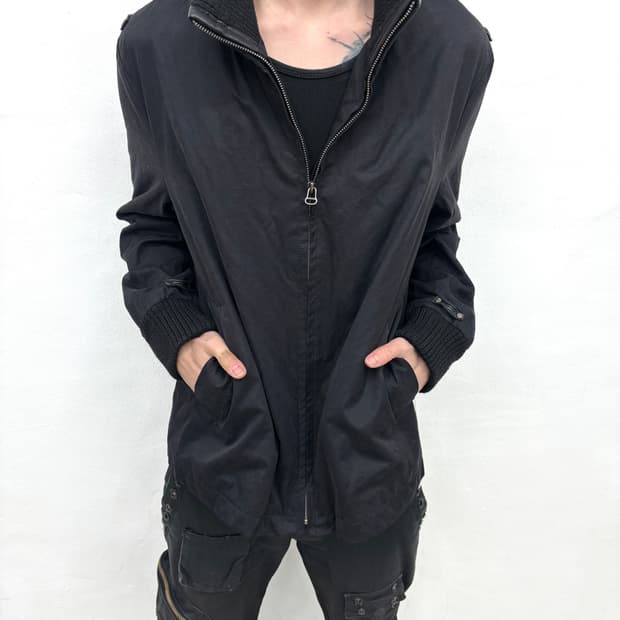 Ribbed leather detail jacket 