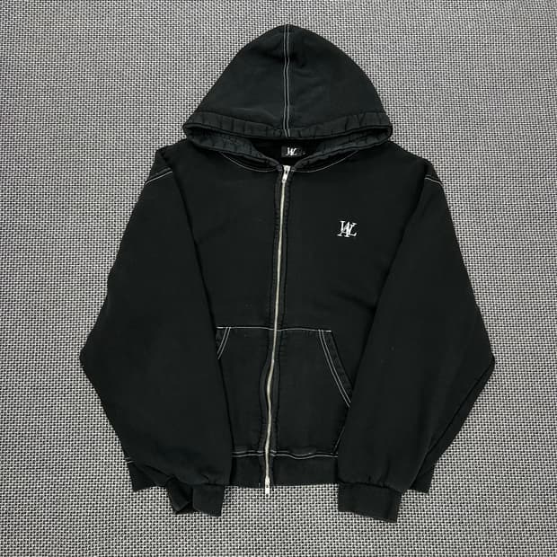 우알롱 블랙 스티치 후드집업