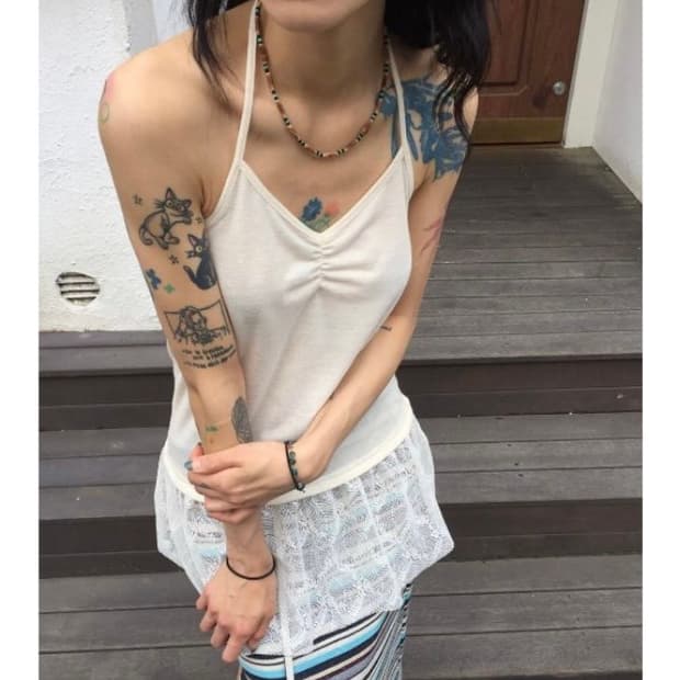 모래하우스 레이스 홀터넥원피스