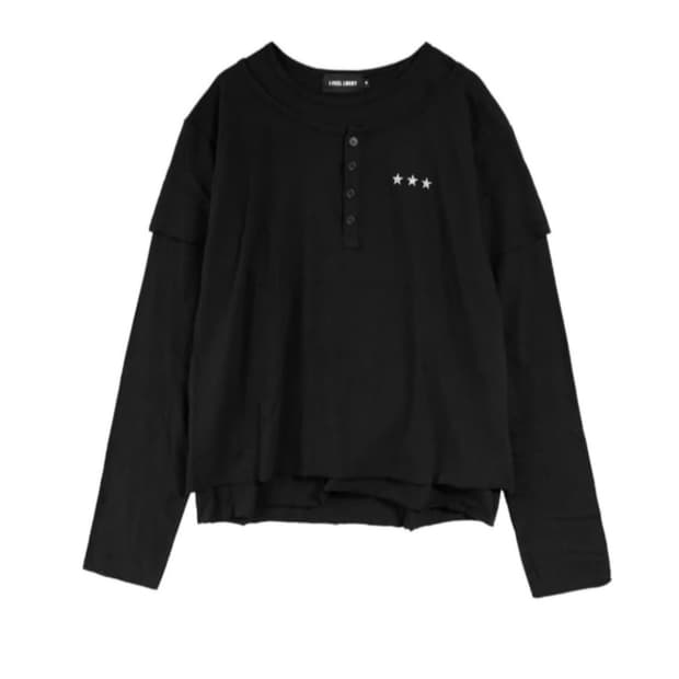 IFEELLUCKY 레이어드 롱슬리브 블랙 M
