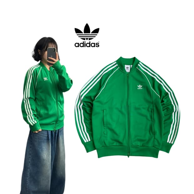 아디다스 XL 신형 파이어버드 슈퍼스타 트랙탑 져지 그린