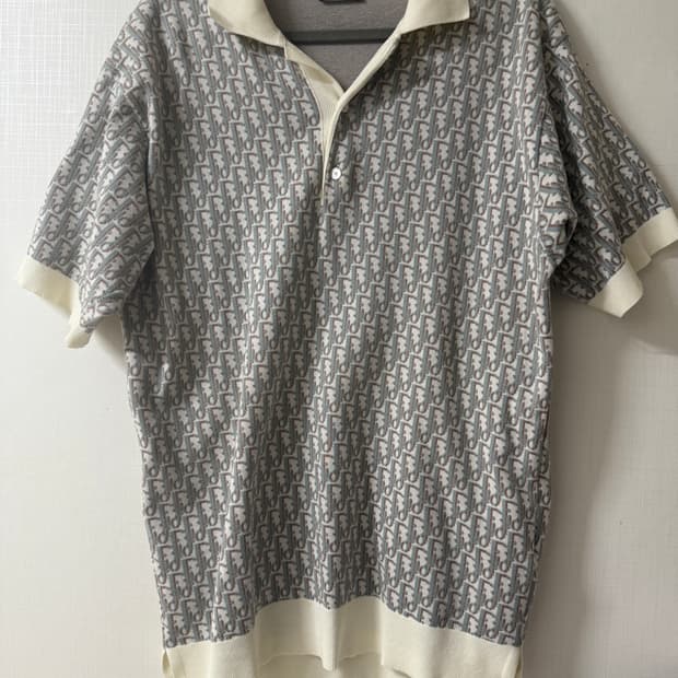 디올 오블리크 폴로 셔츠 코튼 자카드 카라티 293M832AT396_C0