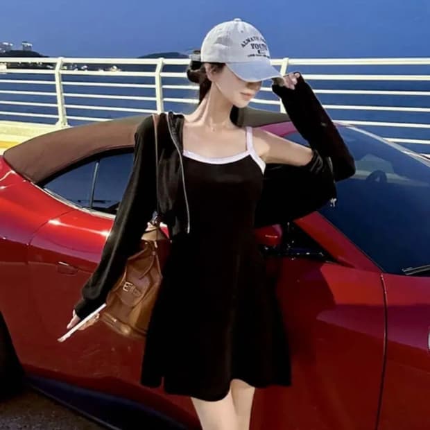 메이윤 후드집업+스커트 셋업