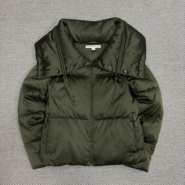 타미힐피거 빅카라 덕다운 숏패딩 v1255