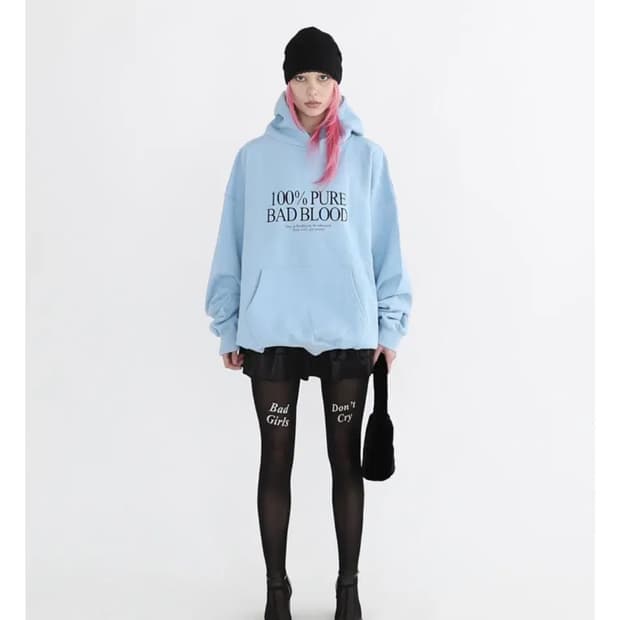 [새상품]배드블러드 pure 후드 라지핏 - 라이트블루 M