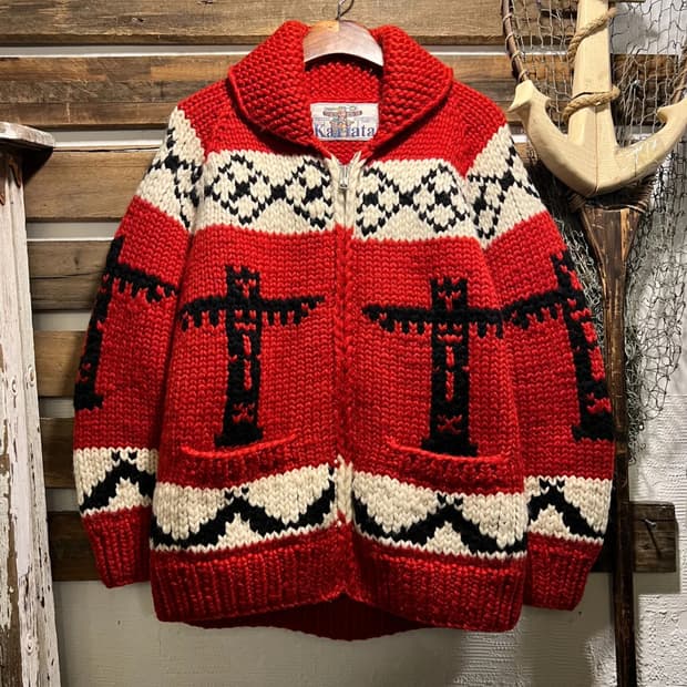 [L]KANATA 카나타 인디언 토템 레드 집업 코위찬