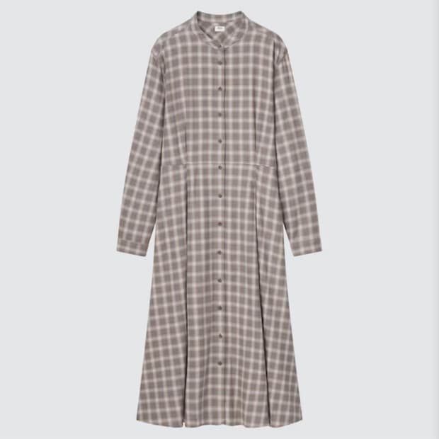 유니클로 체크 롱원피스