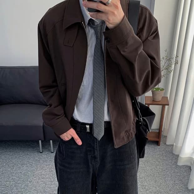 [데일리룸X알리스] 소프트 그레인 울 블루종 자켓 [브라운]