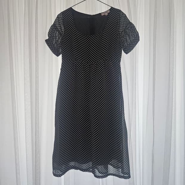 ofuon 빈티지 도트 블랙 원피스 니혼진 공겜여주 고딕 히메갸루 모리걸