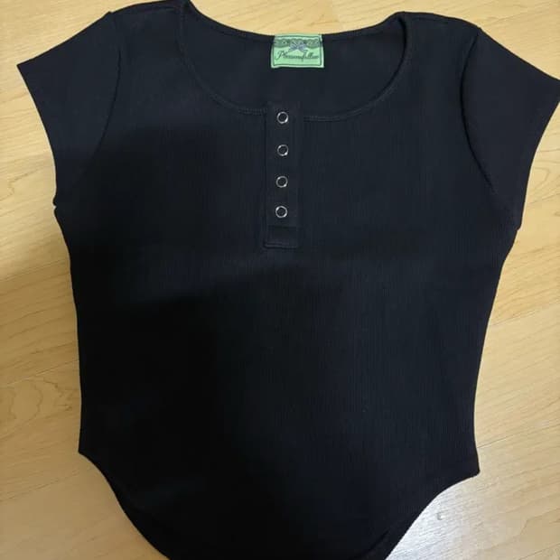 플리즈노팔로우 제니탑 반팔 블랙 (그린라벨)