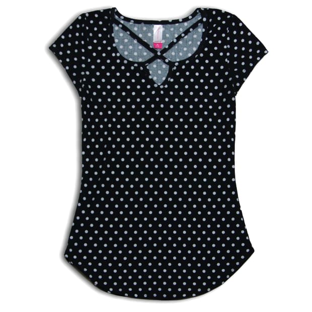 Polka Dot Curved Hem top