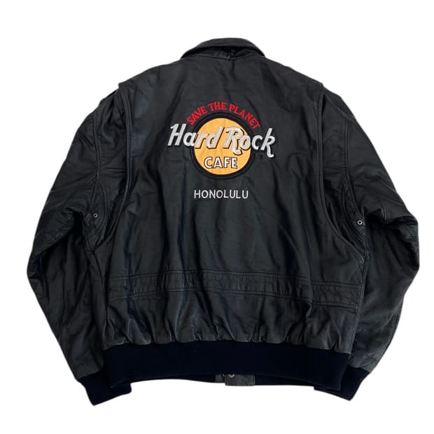 90's 하드락 카페 A-2 레더 자켓