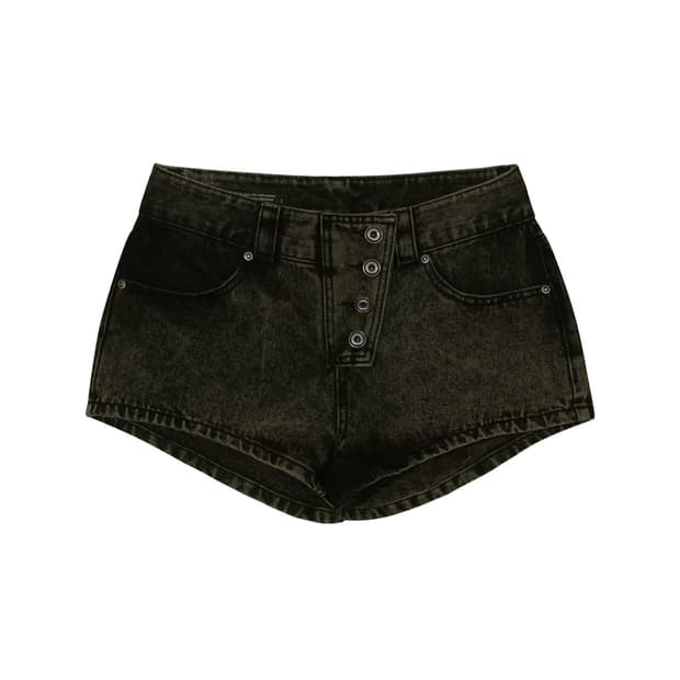 보헤미안서울 버튼 플라이 데님 쇼츠 딥 카키