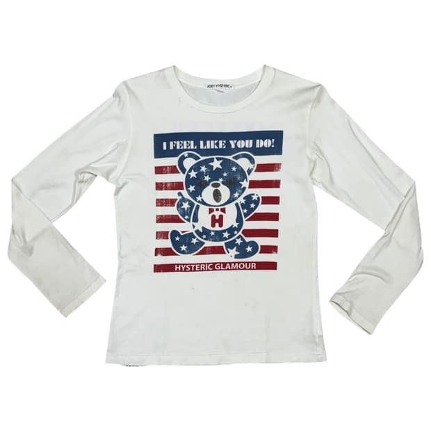 히스테릭 글래머 아카이브 성조기 퍽베어 롱슬리브 티셔츠