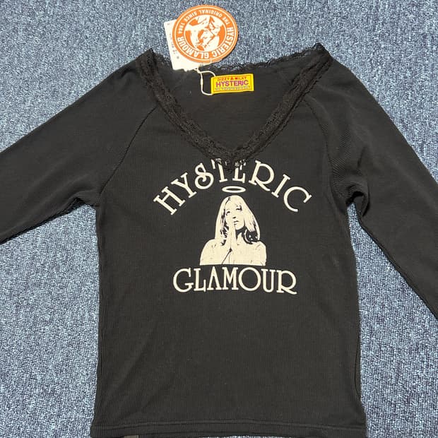 히스테릭 글래머 엔젤 숏 티셔츠 블랙 새상품