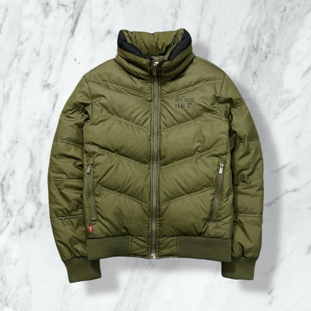 리바이스 빈티지 카키 숏패딩 M 