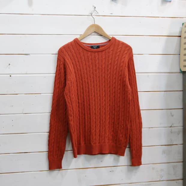 (착용컷) BEAMS HEART 코튼 꽈배기 니트 (남성용 100)