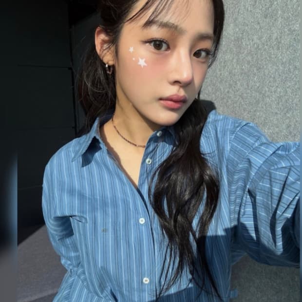 그로브 grove 스트라이프 투웨이 BLAINE 오버핏 블루 셔츠 F