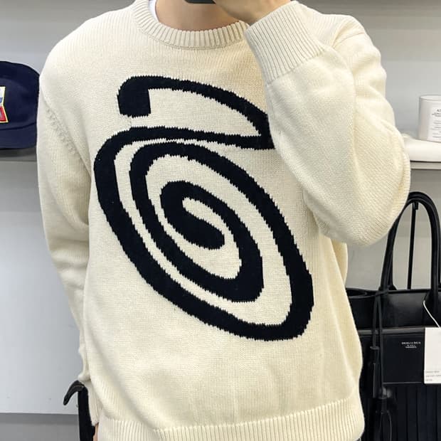 스투시 컬리 S로고 스웨터