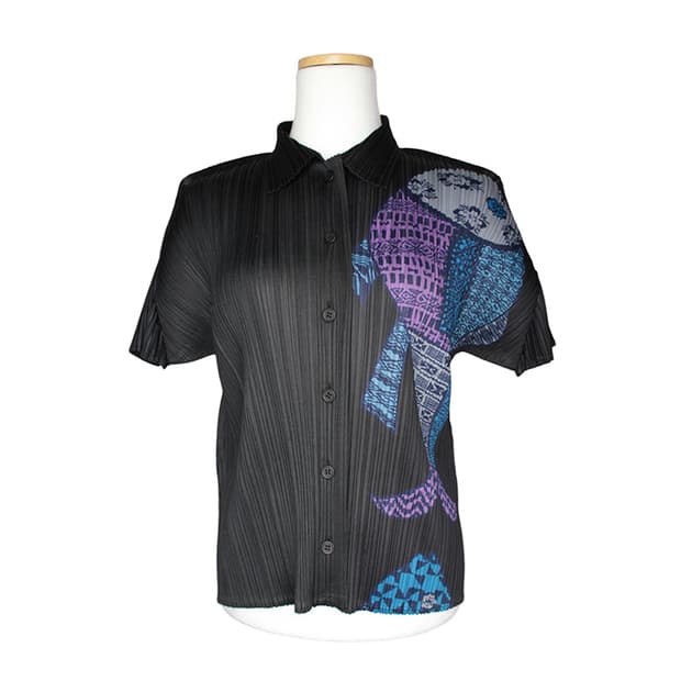 플리츠플리즈 물고기 프린트 반팔 셔츠 3