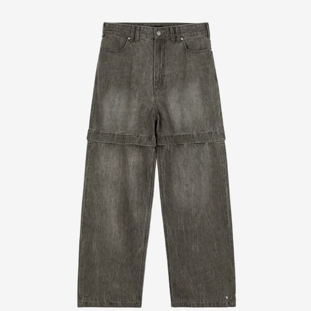 애드오프 빈티지 워시드 컨버터블 데님팬츠 그레이