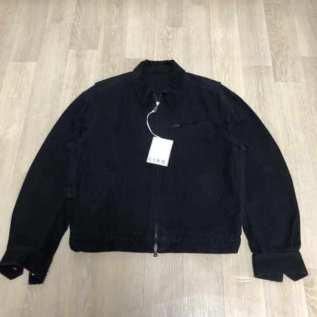 (L) 새상품 쿠어 COOR 오버 다잉 페이디드 데미지 워크 자켓 블랙