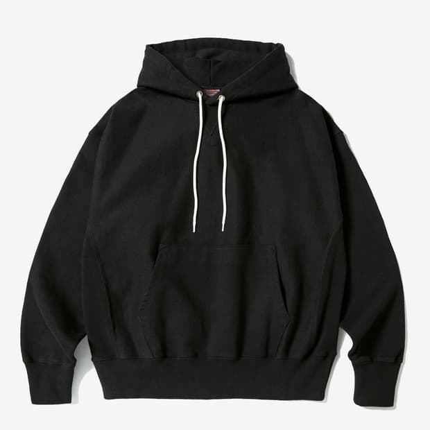 아웃스탠딩 리버스 헤비 후드 스웻 블랙