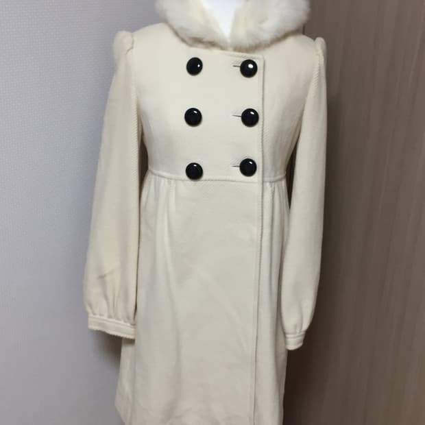 Laisse passe 퍼 후드 원피스 코트 갸루 빈티지