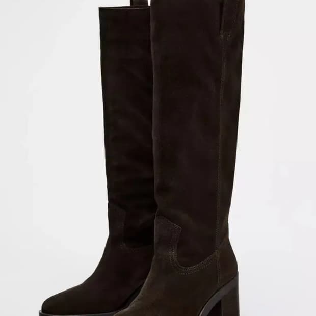 자라 스웨이드 스플릿 레더 힐 부츠 41