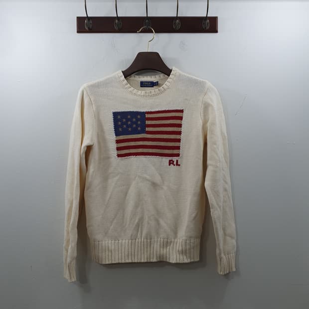 M 폴로랄프로렌 여성 아이보리 성조기 긴팔 니트 스웨터